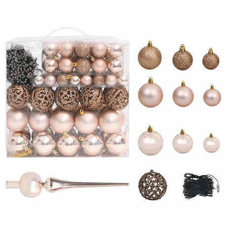 VIDAXL KUNSTKERSTBOOM mit Leuchten Weihnachtsbällchen Kiefernkegel 210 cm