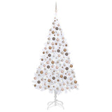 Vidaxl Kunstkerstboom mit Beleuchtung und Weihnachtskugeln 210 cm PVC Weiß