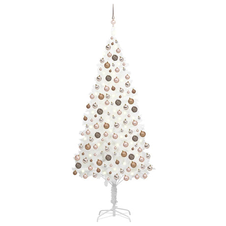 Vidaxl Kunstkerstboom mit Beleuchtung und Weihnachtsbällen 240 cm Weiß