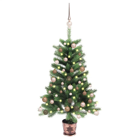 Vidaxl Kunstkerstboom mit Beleuchtung und Weihnachtsbällen 90 cm Grün