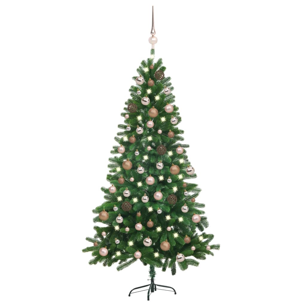 Vidaxl Kunstkerstboom mit Beleuchtung und Weihnachtsbällen 150 cm Grün