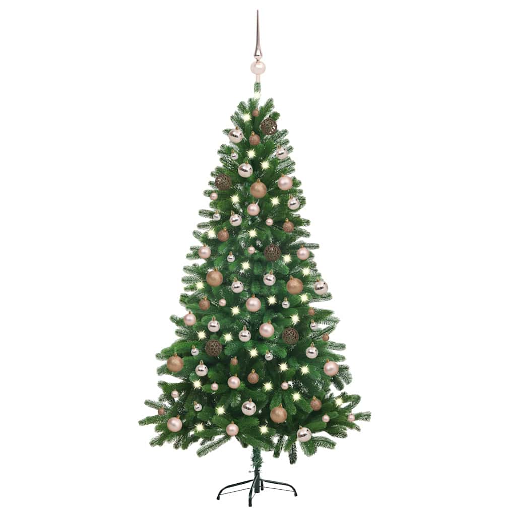 Vidaxl Kunstkerstboom mit Beleuchtung und Weihnachtsbällen 150 cm Grün