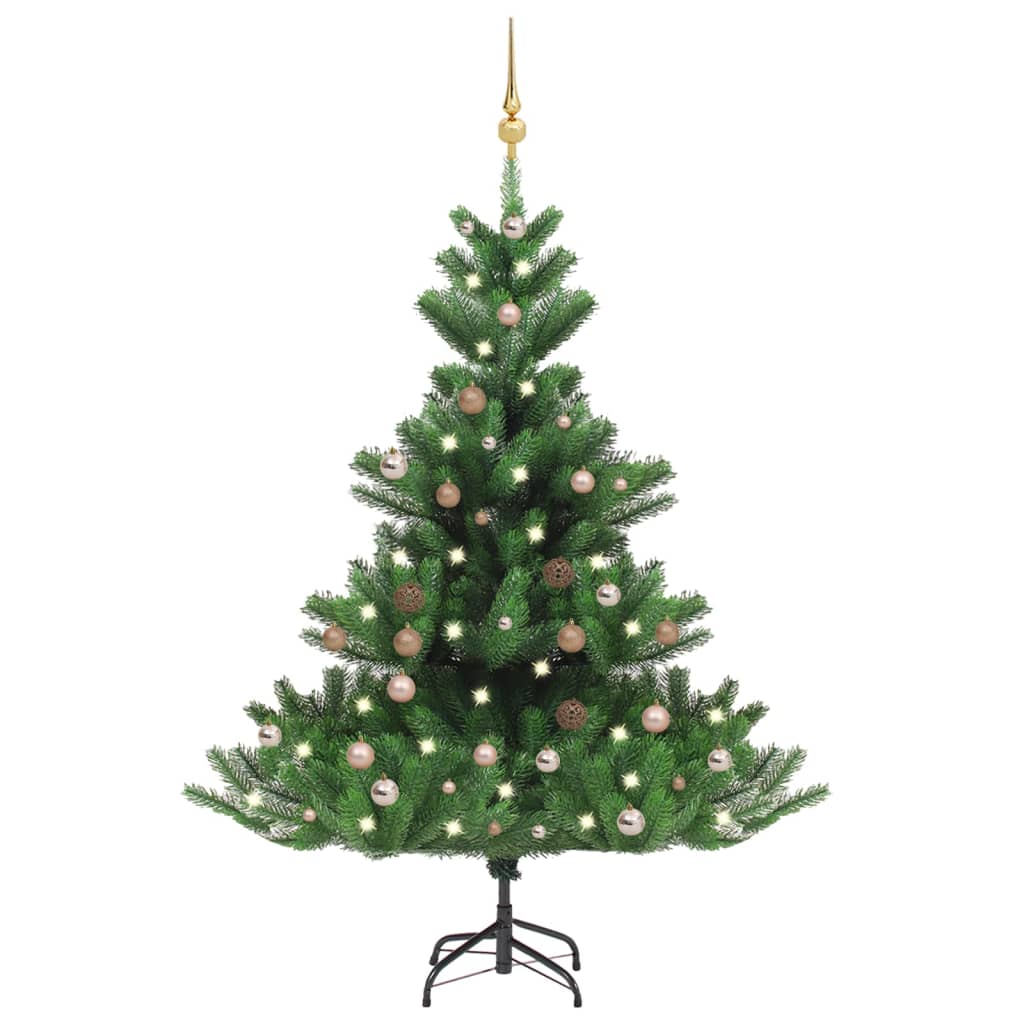 Vidaxl Kunstkerstboom Nordmann mit LEDs und Weihnachtsbällen 150 cm Grün