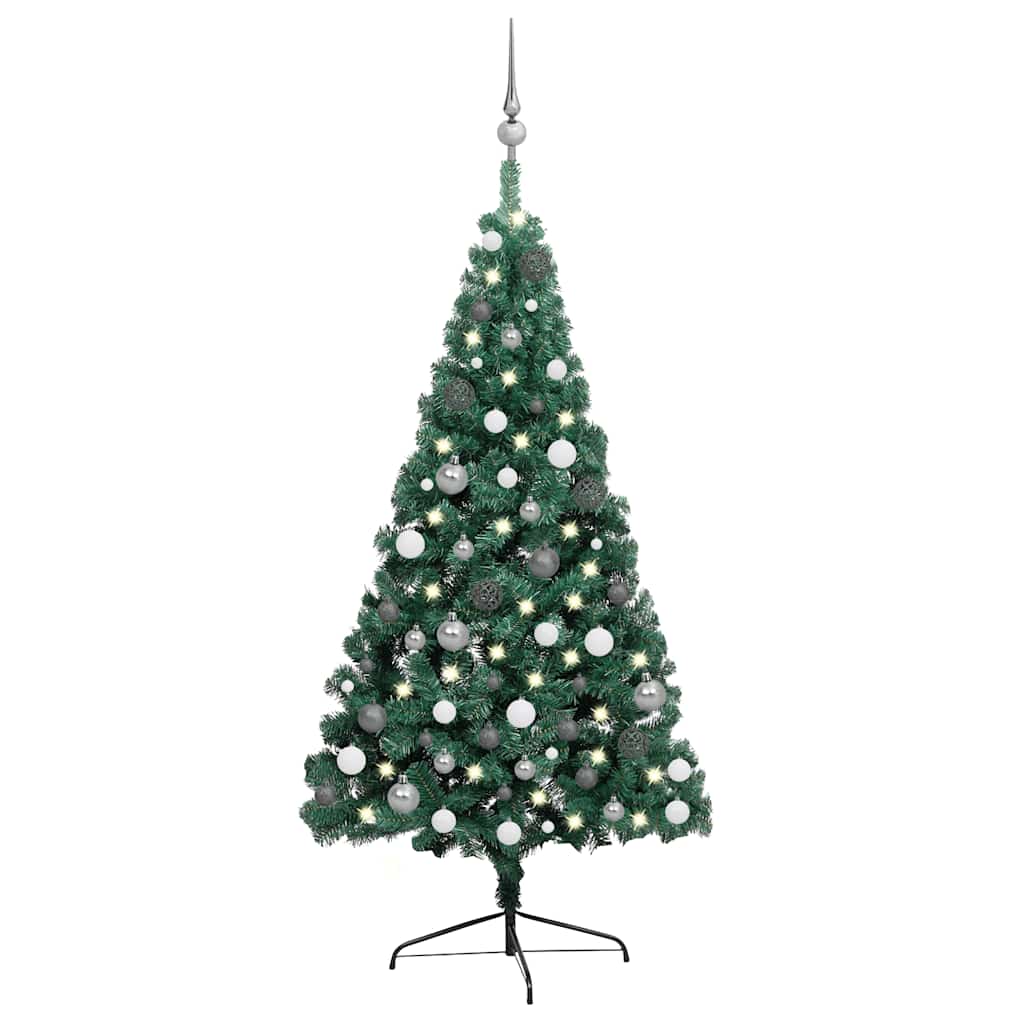 Vidaxl Kunstkerstboom mit Beleuchtung und Weihnachtsbällen halb 240 cm Grün