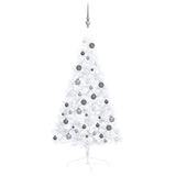 Vidaxl Kunstkerstboom mit Beleuchtung und Weihnachtsbällen halb nach 120 cm weiß