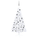 Vidaxl Kunstkerstboom mit Beleuchtung und Weihnachtsbällen halb 150 cm weiß