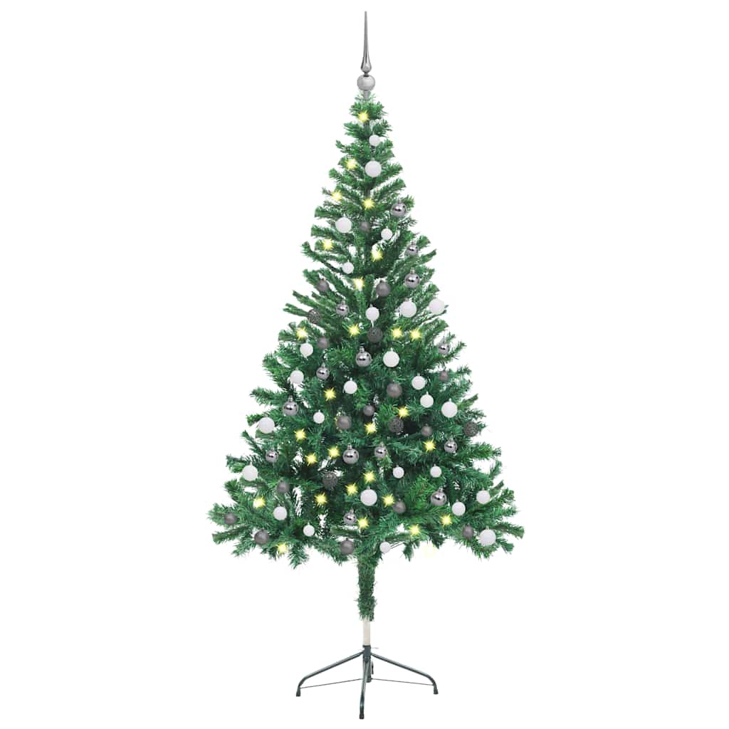 VIDAXL KUNSTKERSTBOOM mit Beleuchtung und Weihnachtsbällen 380 Zweige 150 cm