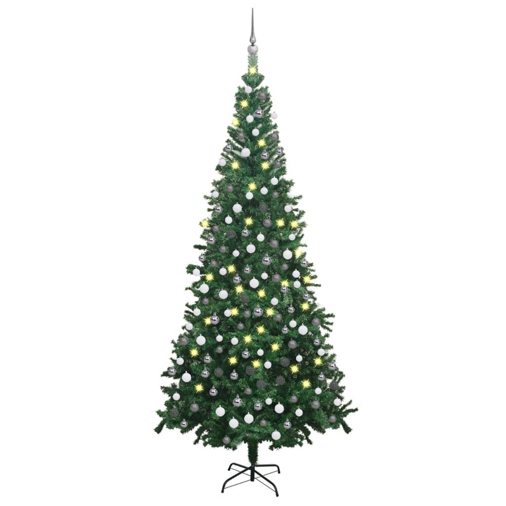 Vidaxl Kunstkerstboom mit Beleuchtung und Weihnachtsbällen L 240 cm Grün