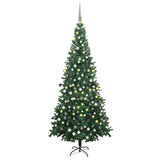 Vidaxl Kunstkerstboom mit Beleuchtung und Weihnachtsbällen L 240 cm Grün