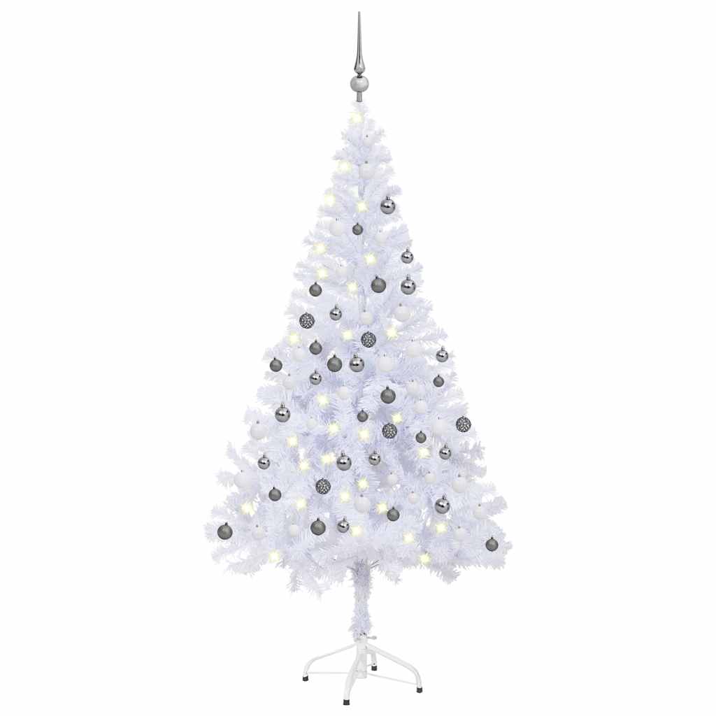 Vidaxl Kunstkerstboom mit Beleuchtung und Weihnachtskugeln 230 Zweige 120 cm