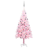 Vidaxl Kunstkerstboom mit Beleuchtung und Weihnachtskugeln 150 cm PVC Pink