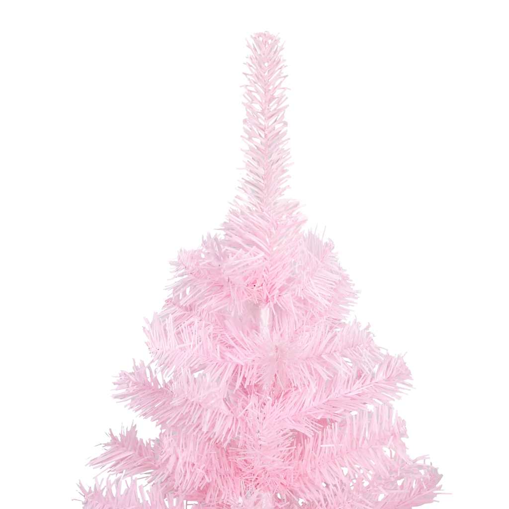 VidaXL künstlicher Weihnachtsbaum mit Beleuchtung und Kugeln 150 cm PVC rosa