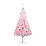 Vidaxl Kunstkerstboom mit Beleuchtung und Weihnachtskugeln 240 cm PVC Pink