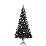 Vidaxl Kunstkerstboom mit Beleuchtung und Weihnachtskugeln 180 cm PVC Schwarz