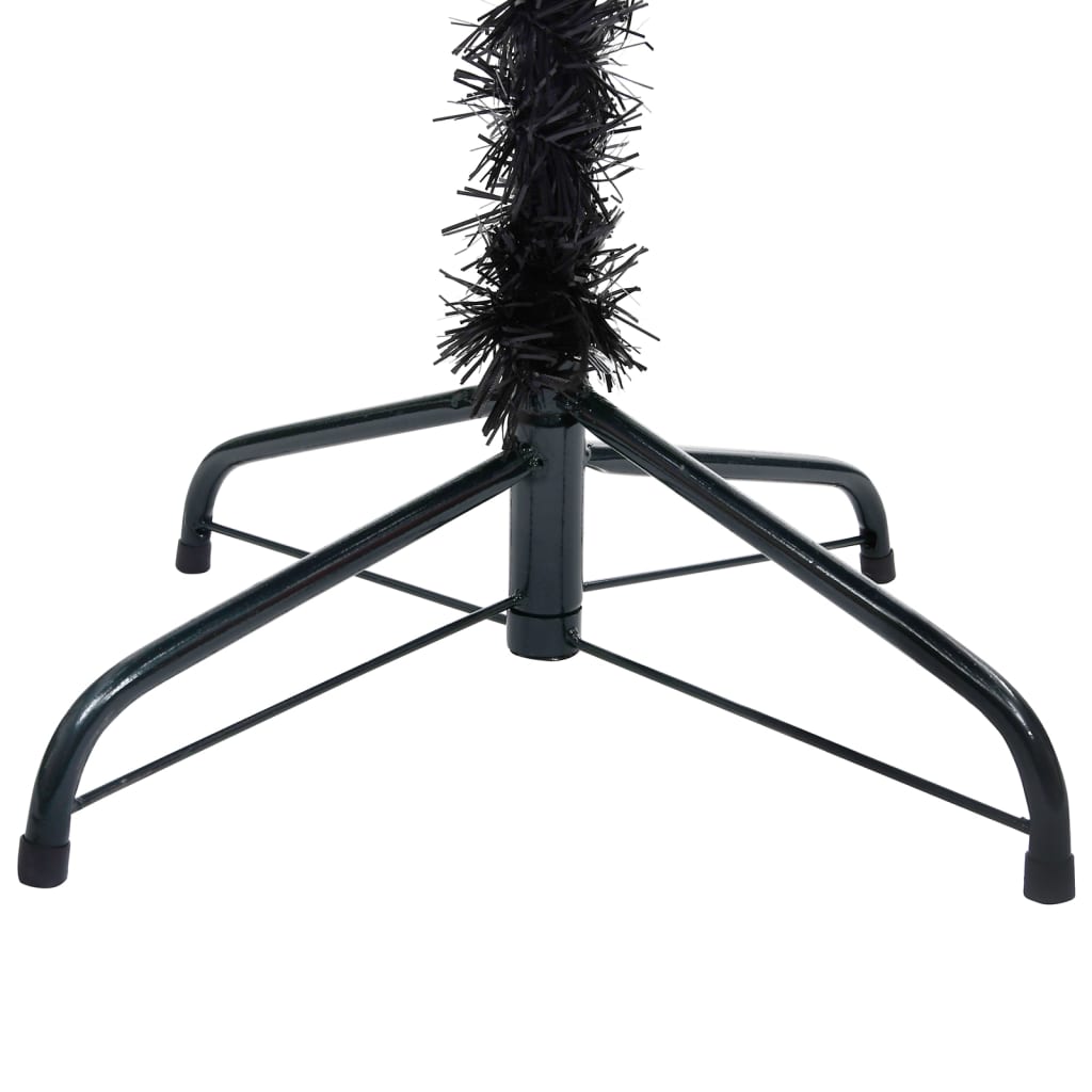 Vidaxl Kunstkerstboom mit Beleuchtung und Weihnachtsbällen 210 cm PVC Schwarz