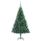 Vidaxl Kunstkerstboom mit Beleuchtung und Weihnachtskugeln 120 cm PVC Grün