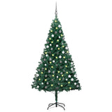 Vidaxl Kunstkerstboom mit Beleuchtung und Weihnachtskugeln 180 cm PVC Grün