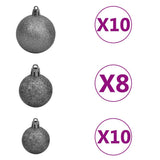 Vidaxl Kunstkerstboom mit Beleuchtung und Weihnachtskugeln 210 cm PVC Green