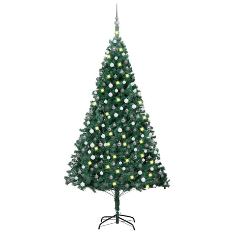 Vidaxl Kunstkerstboom mit Beleuchtung und Weihnachtsbällen 240 cm Grün