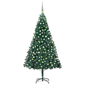 Vidaxl Kunstkerstboom mit Beleuchtung und Weihnachtsbällen 240 cm Grün