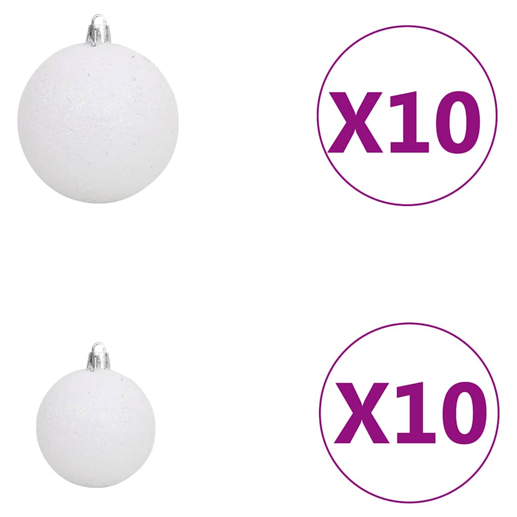 Vidaxl Kunstkerstboom mit Beleuchtung und Weihnachtskugeln 180 cm PVC Weiß