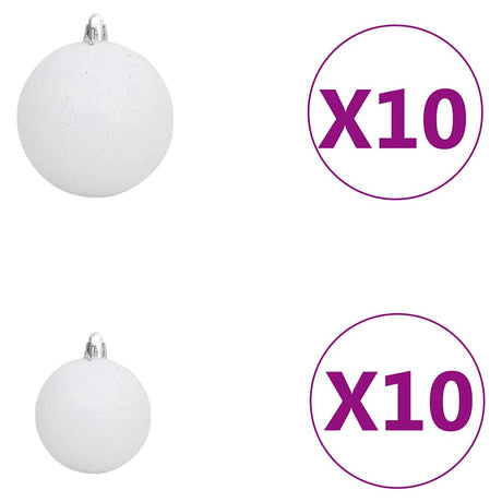 Vidaxl Kunstkerstboom mit Beleuchtung und Weihnachtskugeln 180 cm PVC Weiß