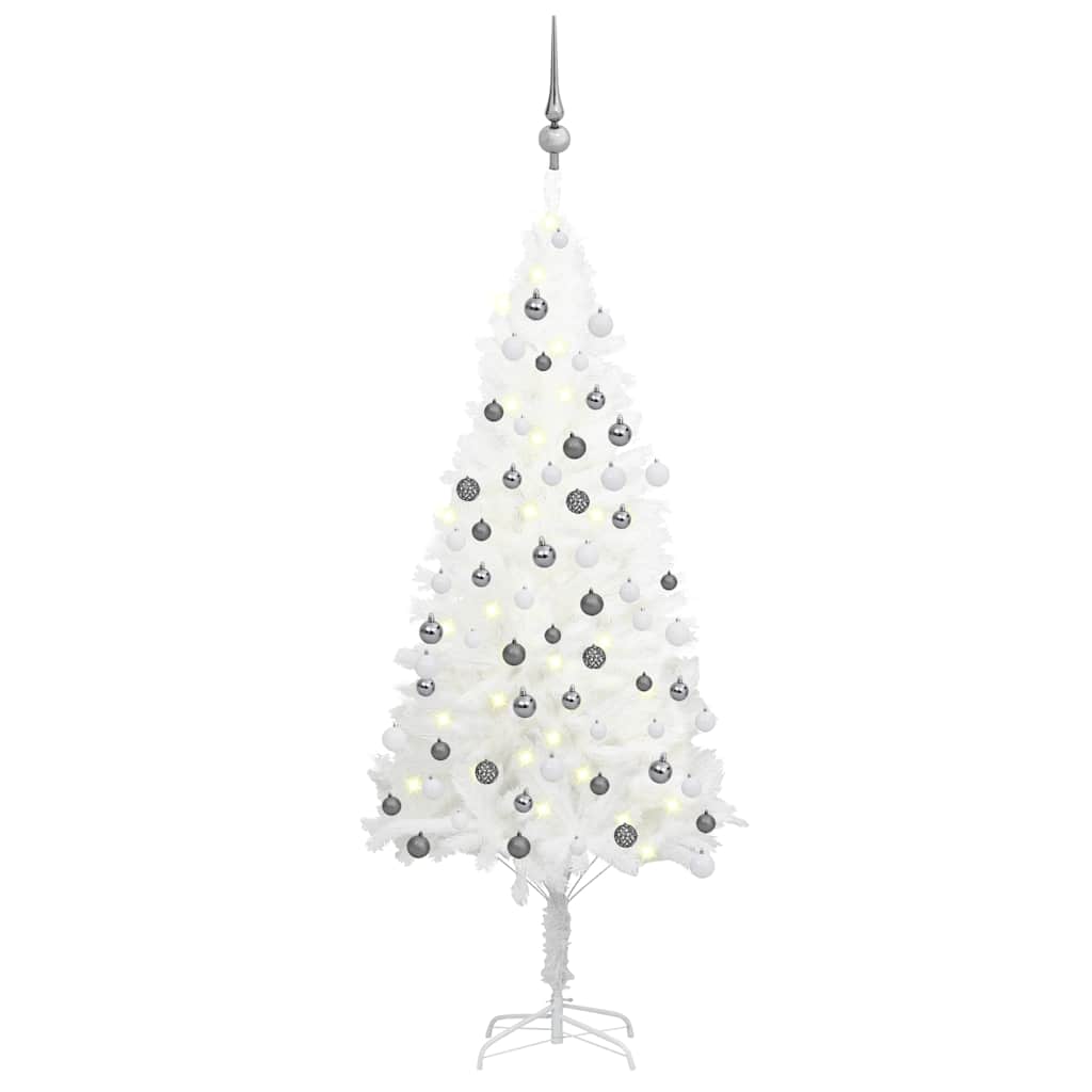 Vidaxl Kunstkerstboom mit Beleuchtung und Weihnachtsbällen 120 cm Weiß