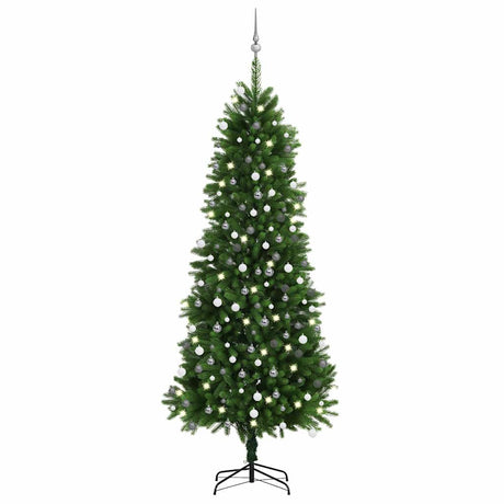Vidaxl Kunstkerstboom mit Beleuchtung und Weihnachtsbällen 240 cm Grün