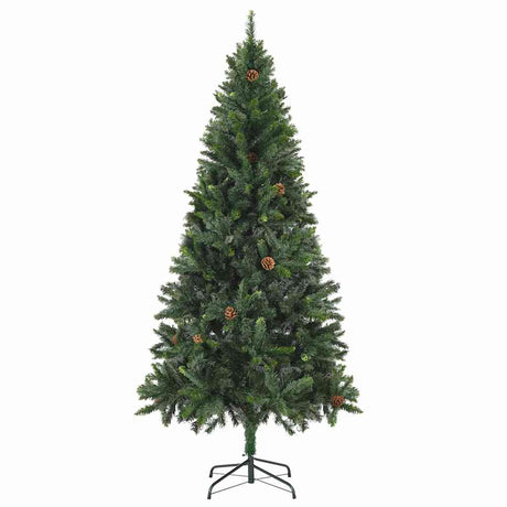 Vidaxl kunstkerstboom met verlichting en dennenappels 180 cm groen