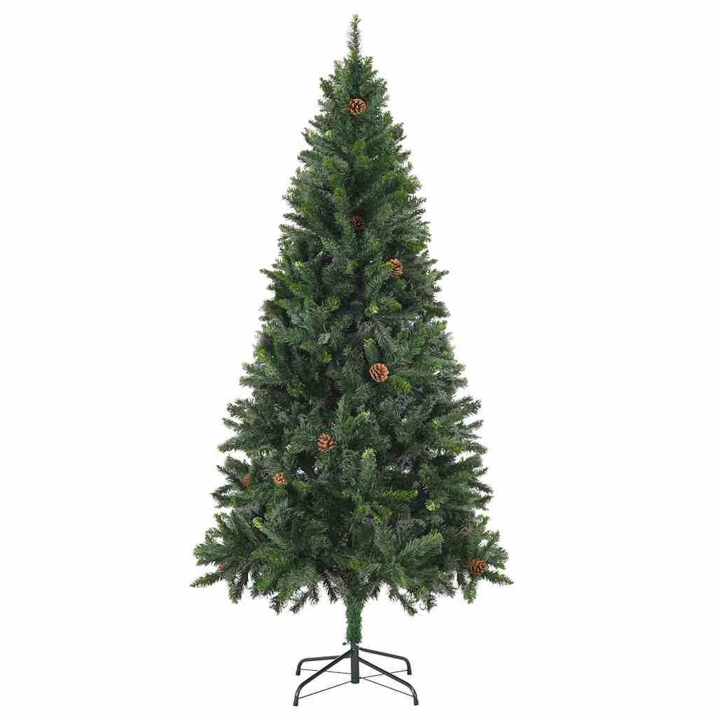Vidaxl Kunstkerstboom mit Beleuchtung und Kiefernkegel 210 cm Grün
