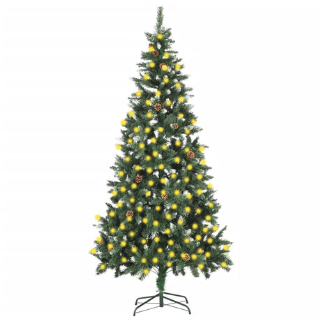 VIDAXL KUNSTKERSTBOOM mit Beleuchtung und Kiefernkegel 210 cm