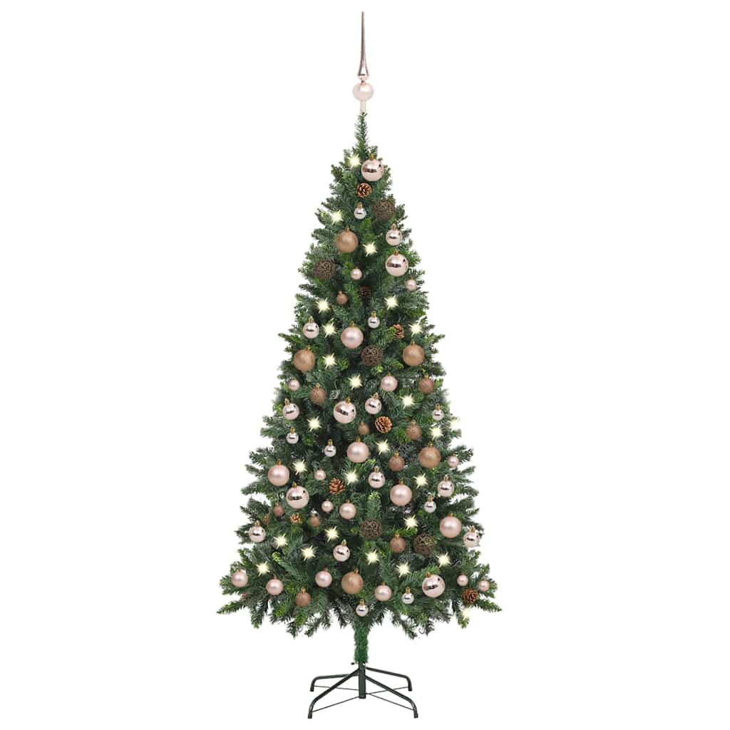 Vidaxl kunstkerstboom met verlichting kerstballen dennenappels 180 cm