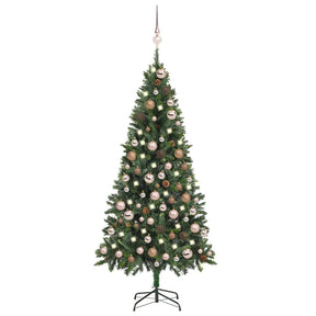 Vidaxl kunstkerstboom met verlichting kerstballen dennenappels 180 cm
