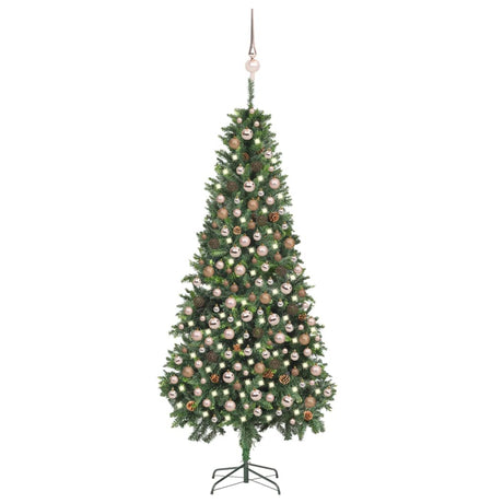 VIDAXL KUNSTKERSTBOOM mit Leuchten Weihnachtsbällchen Kiefernkegel 210 cm