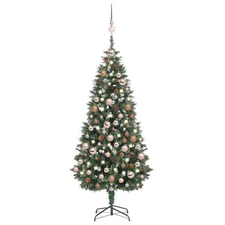 Vidaxl kunstkerstboom met verlichting kerstballen dennenappels 180 cm