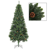 VIDAXL KUNSTKERSTBOOM mit Leuchten Weihnachtsbällchen Kiefernkegel 210 cm