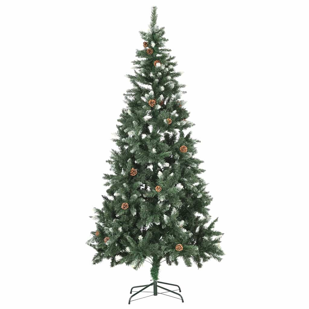 VIDAXL KUNSTKERSTBOOM mit Leuchten Weihnachtsbällchen Kiefernkegel 210 cm