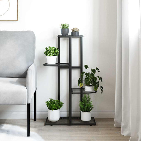 Vidaxl Blütenstandard mit 4 Schichten 43x22x76 cm Metallschwarz