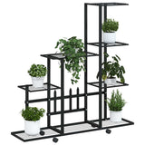 Vidaxl Blütenständer mit Rädern 94,5 x 25 x 92,5 cm Metallschwarz