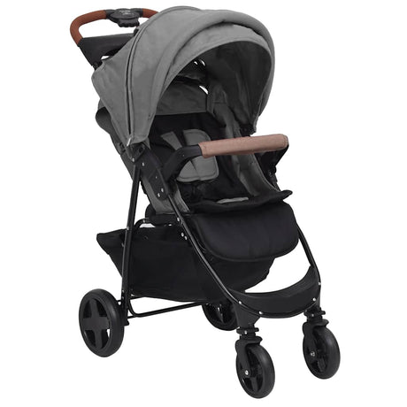 Vidaxl Kinderwagen 3-in-1 Stahl hellgrau