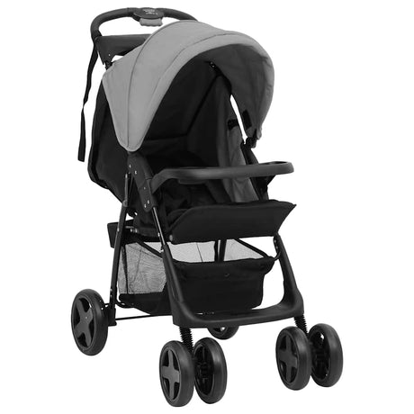 VidaXL Kinderwagen 2-in-1 Stahl hellgrau und schwarz