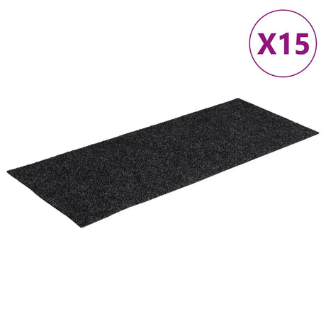 Vidaxl -Treppenmatten selbstadhäsiv 15 Teile 60x25 cm grau rechteckig