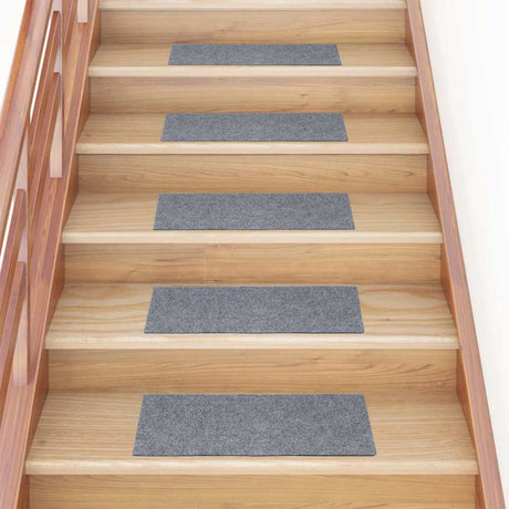 Vidaxl Treppenmatten selbstadhäsiv 15 Teile 60x25 cm hellgrau rechteckig