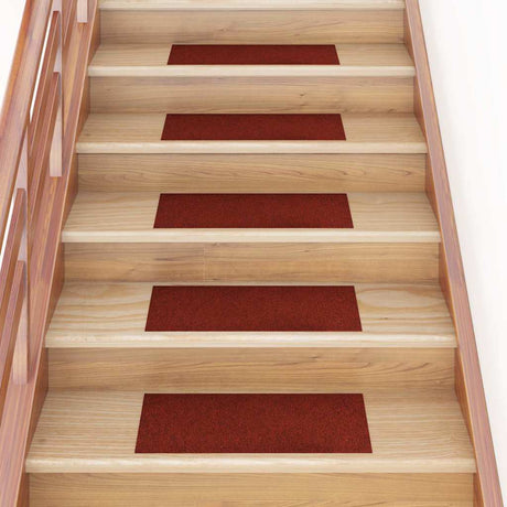 Vidaxl -Treppenmatten selbstadhäsiv 15 Teile 60x25 cm Bordeaux rot rechteckig