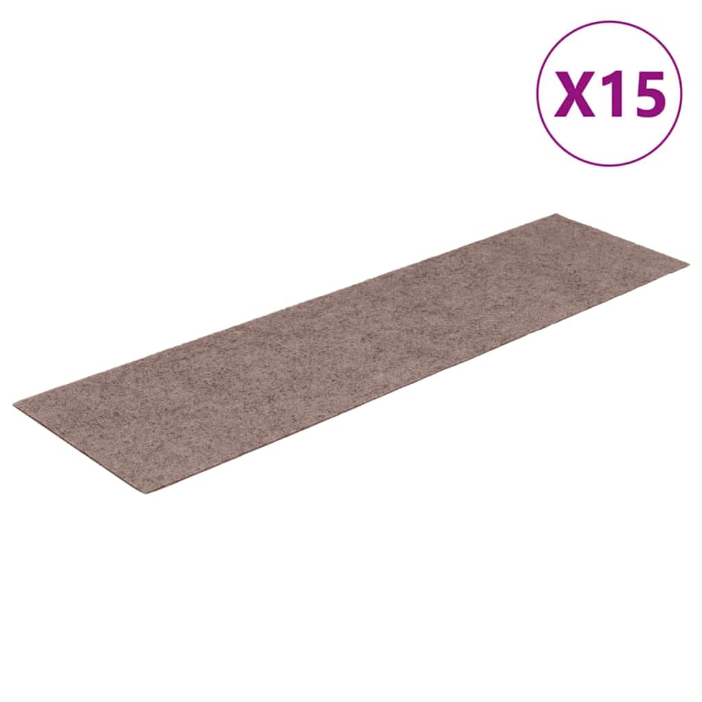 Vidaxl Treppenmatten selbstadhäsiv 15 Teile 76x20 cm hellbraun rechteckig