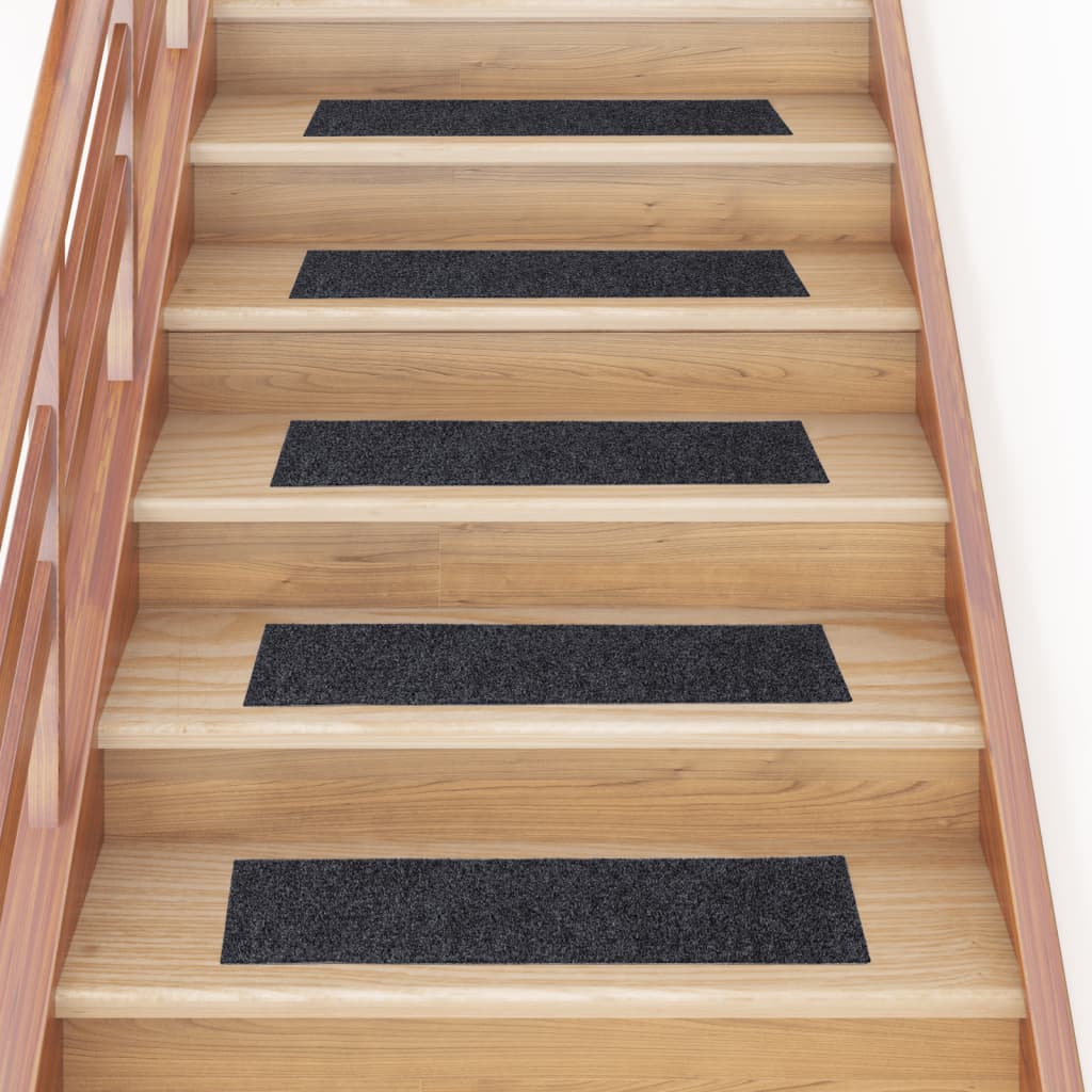 Vidaxl -Treppenmatten Selbstadhäsiv 15 Teile 76x20 cm grau rechteckig