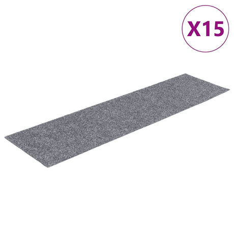 Vidaxl Treppenmatten selbstadhäsiv 15 Teile 76x20 cm hellgrau rechteckig