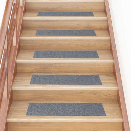 Vidaxl Treppenmatten selbstadhäsiv 15 Teile 76x20 cm hellgrau rechteckig