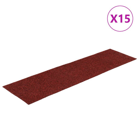 Vidaxl -Treppenmatten Selbstadhäsiv 15 Teile 76x20 cm Bordeaux rot rechteckig