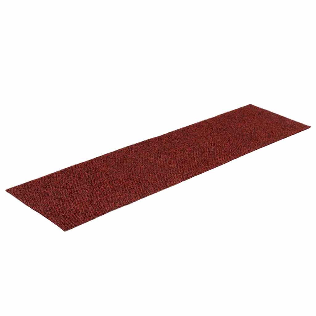 Vidaxl -Treppenmatten Selbstadhäsiv 15 Teile 76x20 cm Bordeaux rot rechteckig